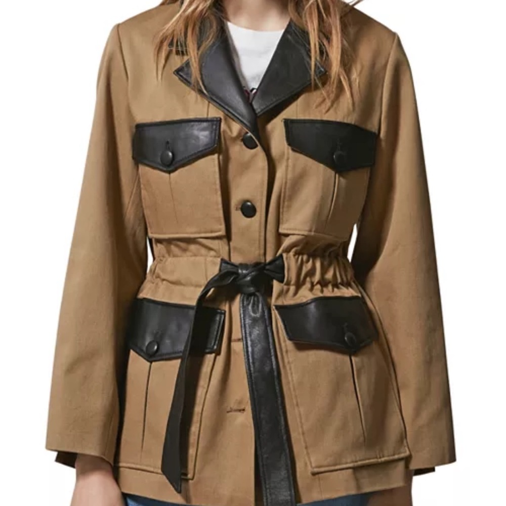 The Kooples Tan and Black Utility Jacket